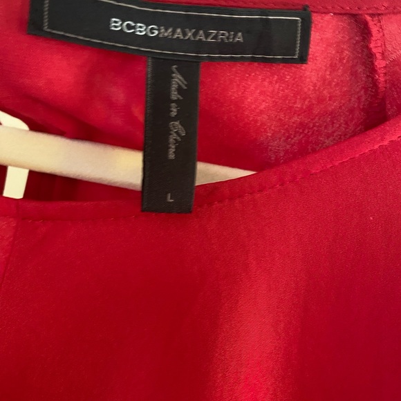 NWT BCBG MaxAzria Iselin Red Drape Front Dress - Picture 3 of 6